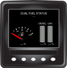 Example of a fuel gauge and fuel status screen
