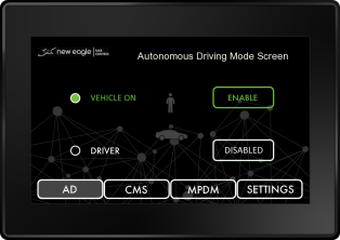 Autonomous Drive screen, shows system states to the driver/operator
